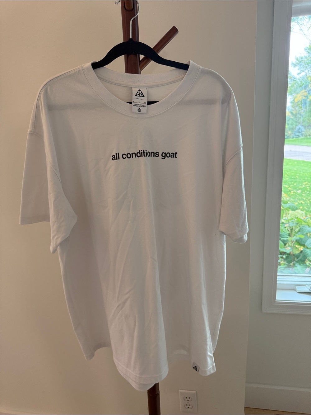 Nike White Short Sleeve 'All Conditions Goat' Graphic Tee
